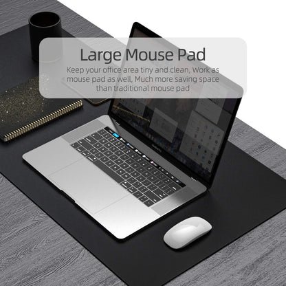 YSAGi Office Desk Pad, Desk Mat, 23.6" x 13.7" Ultra Thin Waterproof PU Leather Desk Blotter, Laptop Leather Desk Pad Protector for Keyboard and Mouse, Dual-Sided Desk Writing Pad for Office(Black)