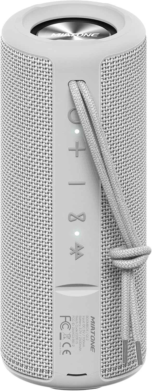 MIATONE Boombox Portable Bluetooth Speaker Wireless Outdoor Waterproof Speaker - Grey