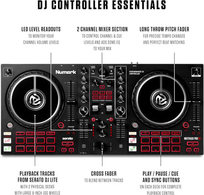 Numark Mixtrack Pro FX Serato DJ Controller with 2 Decks, Mixer, (Effects Paddles and Audio Interface)