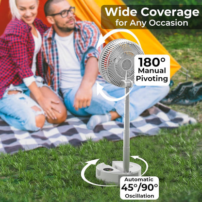 40000mAh Battery Operated Camping Fan - 106Hrs Rechargeable Oscillating Table Fan with Light & Timer, 9 Speeds Portable Travel Fan for Cruise RV Trip, Hurricane Power Outage (10" with Case)