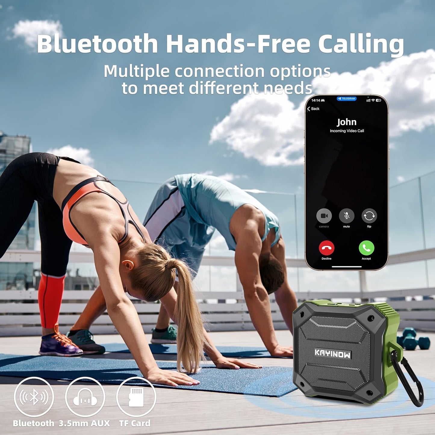 Portable Bluetooth Speaker with IPX7 Waterproofing and Shockproofing, TWS Stereo Pairing and Hands-Free Calling, 12H Playtime, Small Wireless Speaker for Outdoor Scenarios Travel Beach Shower