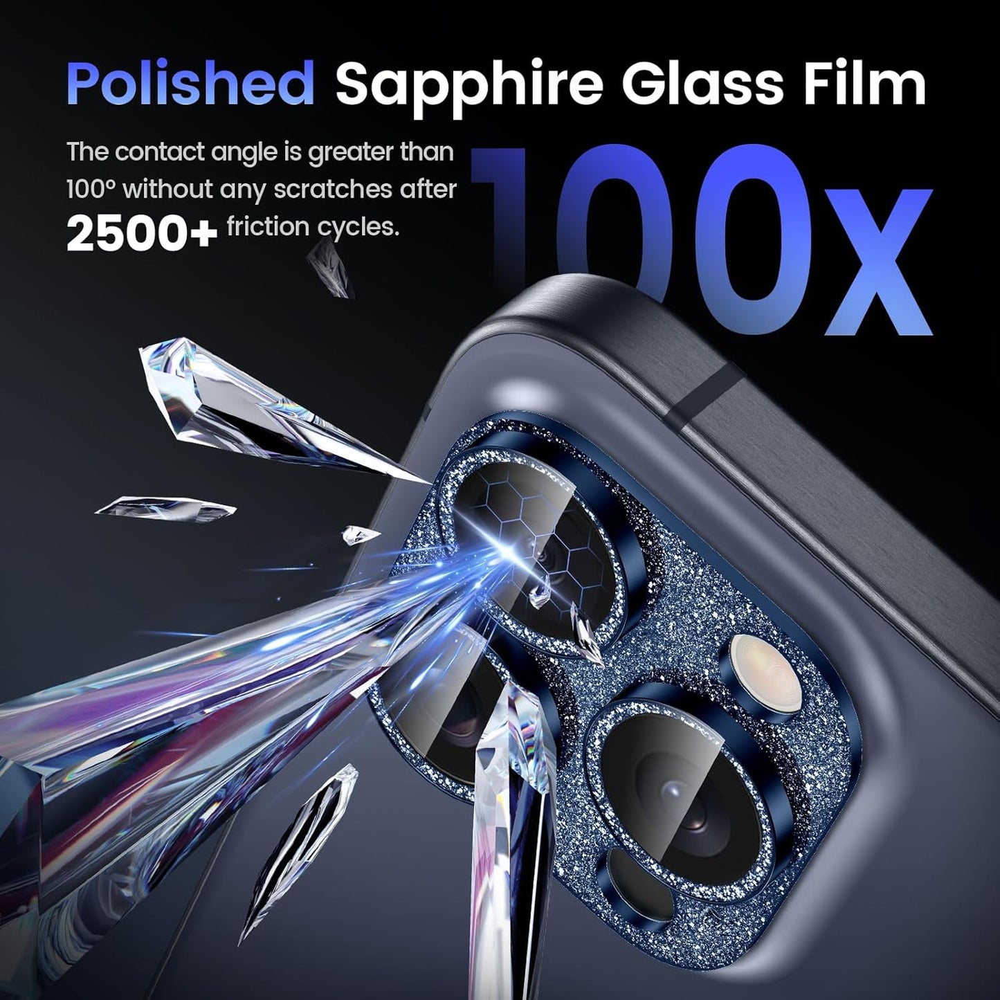 Tensea for iPhone 16 Pro/iPhone 16 Pro Max/iPhone 15 Pro/iPhone 15 Pro Max Camera Lens Protector, Metal Aluminum Alloy Tempered Glass Cover Camera Screen Protector Accessories, Case Friendly