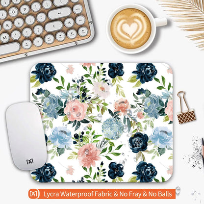 Square Mouse Pad Pretty Flowers, Personalized Premium-Textured Custom Mouse Mat Design, Washable Mousepad Cloth, Non-Slip Rubber Base Computer Mouse Pads for Wireless Mouse