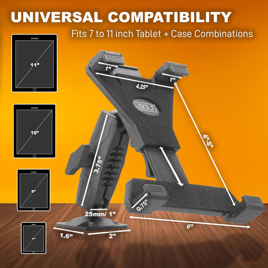 iBOLT TabDock Bizmount AMPs - Heavy Duty Drill Base Mount for All 7" - 10" Tablets- Great for Commercial Vehicles, Trucks, and Wall Mounting- Features 1 inch / 25mm Ball Joint