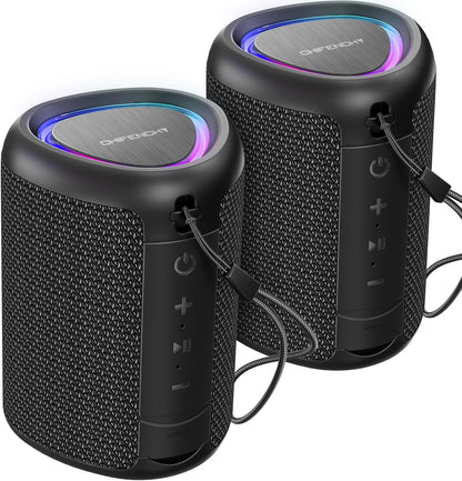 Portable Bluetooth Speaker with Lights, Stocking Stuffers, Powerful Crystal Clear Sound, IPX5 Waterproof, All Day Playtime, BT 5.3, TWS Paring, Small Wireless Speaker for Outdoor, White Elephant Gifts