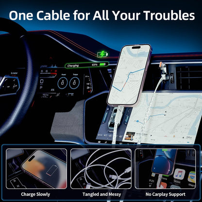 4 in 1 Charging Cable 5FT -MAX 66W Fast Charging Multi Charging Cable for All Devices, USB A/C to C/Lightning Cable Multiple iPhone Charger Cord for iPhone 16/15/14/13/iPad/Android/Tablets and More