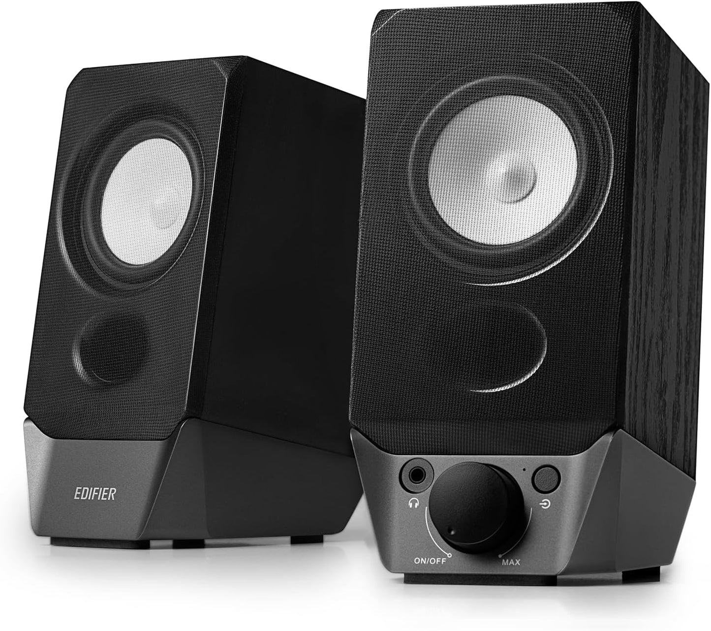Edifier R19BT 2.0 PC Speaker System with Wooden Cabinet, Bluetooth 5.3, Full Stereo Sound, Strong Bass, Volume Control, 3.5mm Input/USB-A Sound Card for Computer/TV/Smartphone/Tablet - Black