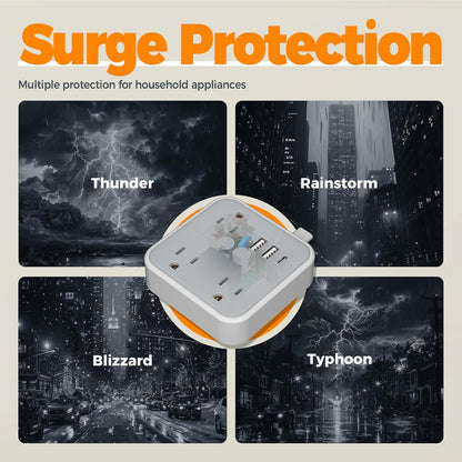 Short Extension Cord with Multiple Outlets 3 FT, TESSAN Small Flat Plug Power Strip with 3 USB (1 USB C) and Multi Outlets, Surge Protector Charging Station for Office, School, Dorm Room Essentials