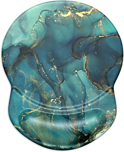 ITNRSIIET Ergonomic Mouse Pad with Gel Wrist Support Small Wrist Rest Smooth Surface Non-Slip PU Base Comfortable Office Supplies Pain Relief, 8.7 x 7.2 inches, Abstract Ink Tempera