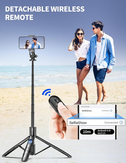 Aluminum 71" Phone Tripod with Remote, Extendable & Compatible with iPhone 15/14/13/Android/Camera