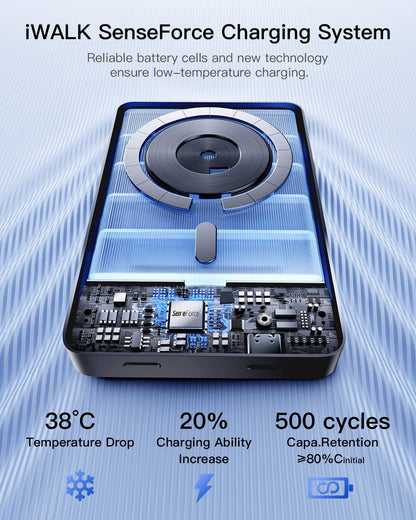 iWALK Magnetic Portable Charger, Qi2 Certified 15W Magnetic Power Bank with LED Display, 30W PD Fast Charging, 10,000mAh Battery Pack, Ergonomic Design, for iPhone 16/15/14/13/12 Series Gray