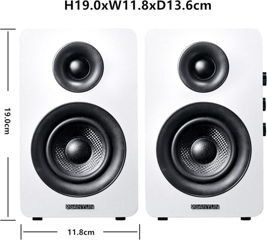 SW208 3" Active Bluetooth 5.0 Bookshelf Speakers – 60W Carbon Fiber Speaker Unit - Built-in 24bit DAC Dynamic 3D Surround Sound 2.0 Computer PC Monitor Gaming (Pair, White)