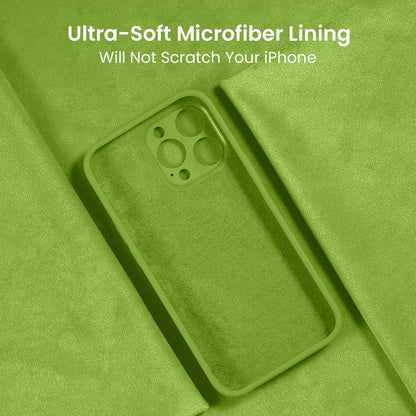 FireNova Designed for iPhone 15 Pro Max Case, Silicone Upgraded [Camera Protection] Phone Case with [2 Screen Protectors], Soft Anti-Scratch Microfiber Lining Inside, 6.7 inch, Sprout Green