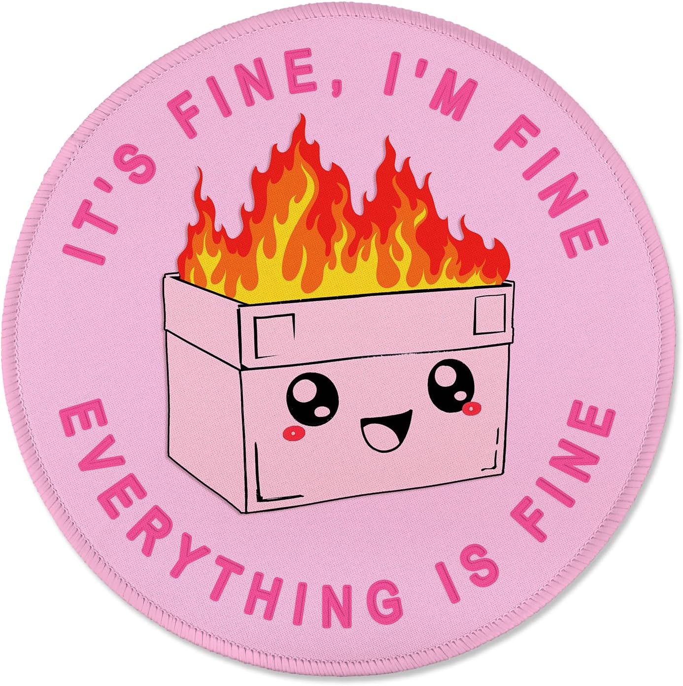 ITNRSIIET Round Mouse Pad with Stitched Edge Premium-Textured Waterproof Non-Slip Rubber Base Desktop Protection Mat Diameter 8.7 inches, Pink Cute Dumpster