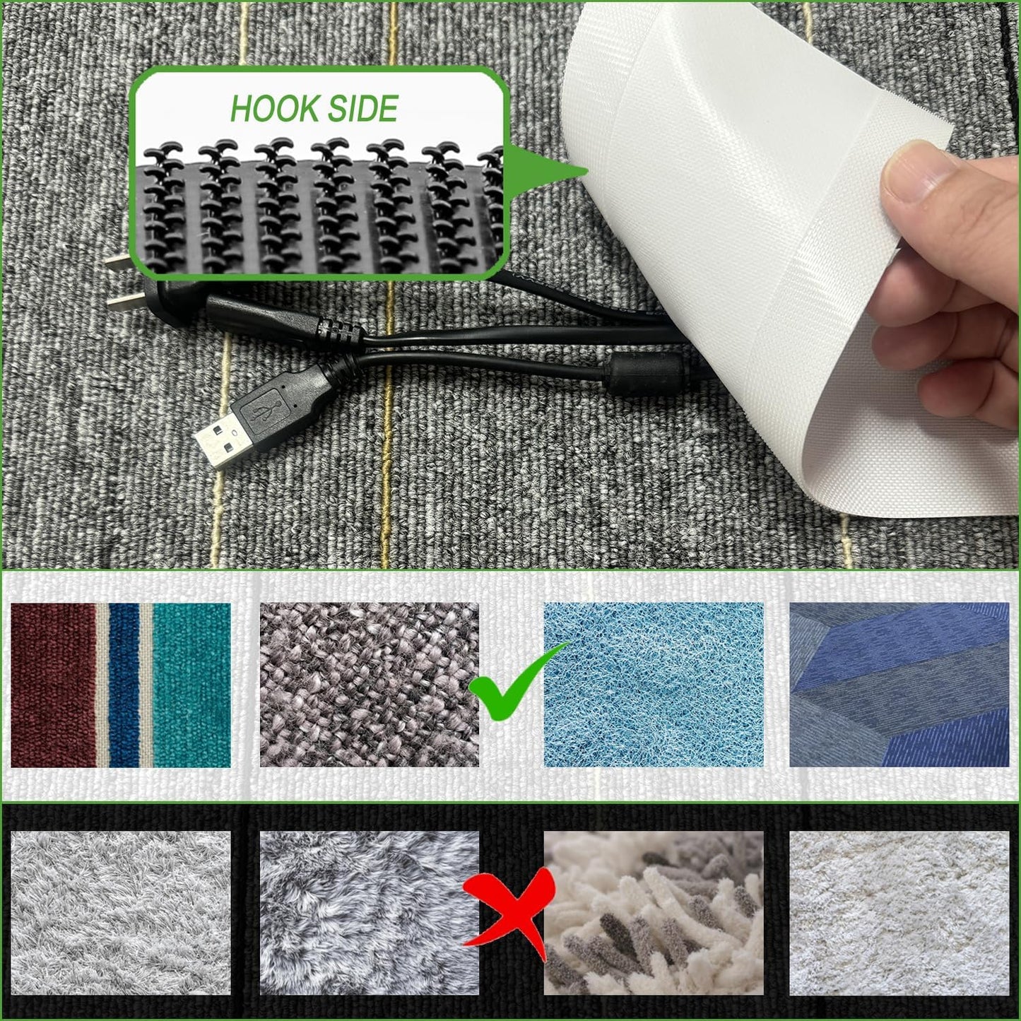 Floor Cable Covers - 20ft Oxford Fabric Cord Protector with Adhesive Hook & Loop,Waterproof Wire Storage Sleeve for Any Floor Surface,Durable Cable Management to Prevent Tripping Hazards (White, 20ft)