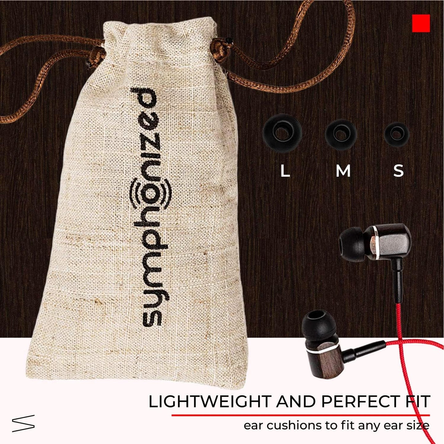 Symphonized MTRX Premium Genuine Wood In-ear Noise-isolating Headphones with Mic and Nylon Cable (Red)