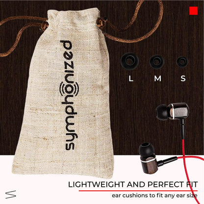 Symphonized MTRX Premium Genuine Wood In-ear Noise-isolating Headphones with Mic and Nylon Cable (Red)