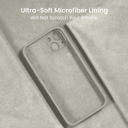 FireNova Designed for iPhone 15 Case, Silicone Upgraded [Camera Protection] Phone Case with [2 Screen Protectors], Soft Anti-Scratch Microfiber Lining Inside, 6.1 inch, Stone