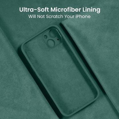 FireNova Designed for iPhone 15 Case, Silicone Upgraded [Camera Protection] Phone Case with [2 Screen Protectors], Soft Anti-Scratch Microfiber Lining Inside, 6.1 inch, Midnight Green