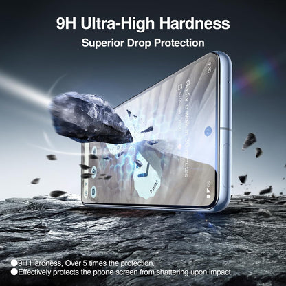 SMARTDEVIL [3+3 Pack for Google Pixel 7 Screen Protector with Camera Lens Protector, Finger Print Reader Compatible, Fast & Easy Installation, Clear 9H Tempered Glass Film, Alignment Frame