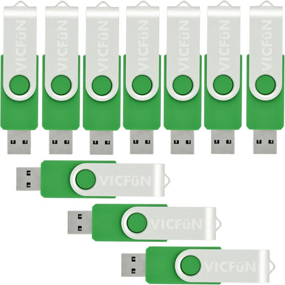 10 Pack 16GB USB Flash Drives USB 2.0 16GB Flash Drive Swivel USB Memory Stick,Green