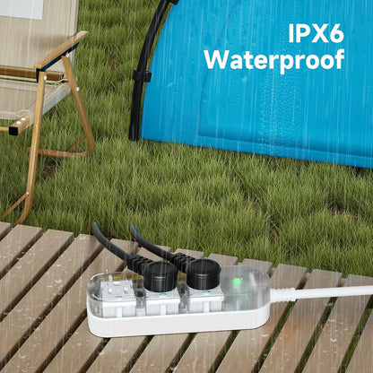 3 Outlets 6ft Extension Cord, Surge Protector Power Strip, 1875W Outdoor Power Strip Weatherproof, Mountable Small Power Strip for Office, Outdoor, Travel.