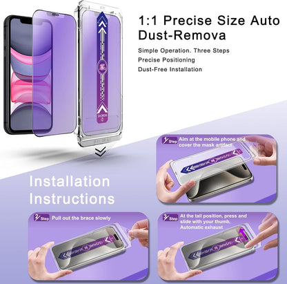 2 Pack Anti Blue Light Matte Screen Protector for iPhone 11 and iPhon XR 6.1-Inch Auto Dust Removal, No Bubbles, Tempered Glass Film, Easy Installation