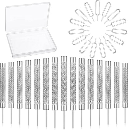 Frienda 30 Pieces SIM Card Removal Tool SIM Card Tray Eject Pins Opening Removal Tool Cellphone Eject Pin with Transparent Storage Box Packaging for Most Smart Phones, Silver, 2 Styles