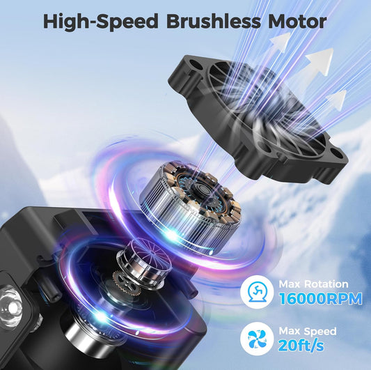 COMLIFE Portable Mini Waist Fan - Rechargeable Clip on Belt Wearable Body Fan, Max 20H Cooling,5 Speeds 16000RPM Turbo Hands-Free Under-Shirt Neck Fan for Outdoor Jobsite Camping Traveling