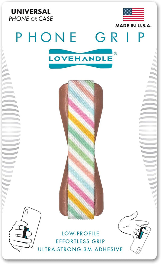 LOVEHANDLE Universal Phone Grip for Smartphones & Mini Tablets - Phone Holder for Hand - Wireless Charging Compatible - Made in The USA - Cotton Candy