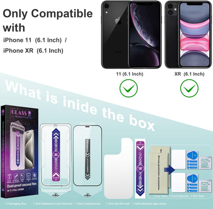 2 Pack Screen Protector Tempered Glass for iPhone 11 and iPhone XR 6.1-Inch Auto Dust Removal, No Bubbles, High Definition Clear, Easy Installation