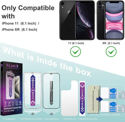 2 Pack Screen Protector Tempered Glass for iPhone 11 and iPhone XR 6.1-Inch Auto Dust Removal, No Bubbles, High Definition Clear, Easy Installation