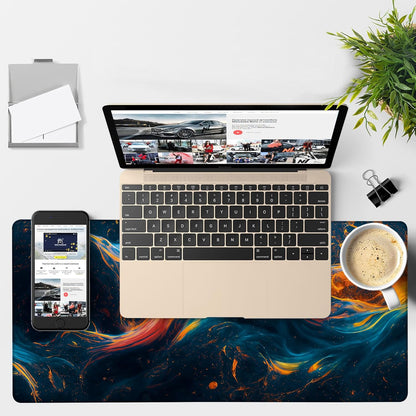 Gaming Desk Pad Large Extra Length Abstract Colorful Art Mouse Pad Keyboard Laptop Non-Slip Waterproof with Rubber Base Thick Stitched Edge Mouse Mat for Office Home 35.4 x 15.7 Inches