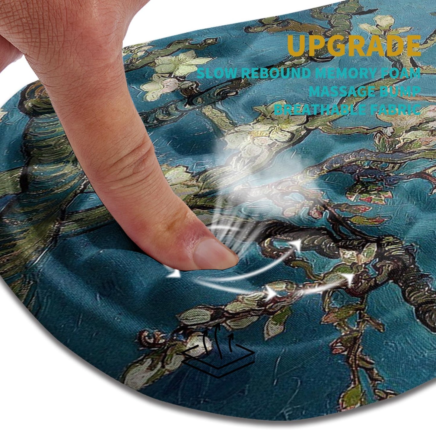 Hokafenle Ergonomic Mouse Pad Wrist Support, Wrist Rest Mousepad for Carpal Tunnel Pain Relief with Integrated Memory Foam Slope Massage Bulge (11.8x7.9 inch,Apricot Flower