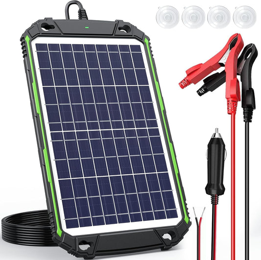 Sun Energise 10W 12V Solar Battery Charger Maintainer PRO, Built-in Smart MPPT Charge Controller, Waterproof 10 Watt 12 Volt Solar Panel Trickle Charging Kits for Car Auto Boat RV Marine Trailer