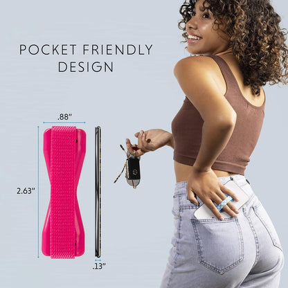 LOVEHANDLE Universal Phone Grip for Smartphones & Mini Tablets - Phone Holder for Hand - Wireless Charging Compatible - Made in The USA - Solid Magenta