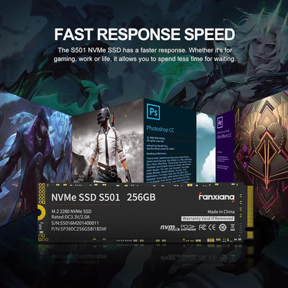 S501 256GB NVMe SSD 3D NAND1.3 PCIe Gen3x4 M.2 2280 Internal Solid State Drive (Read Speed up to 2,050 MB/s) Compatible with Laptop & PC Desktop