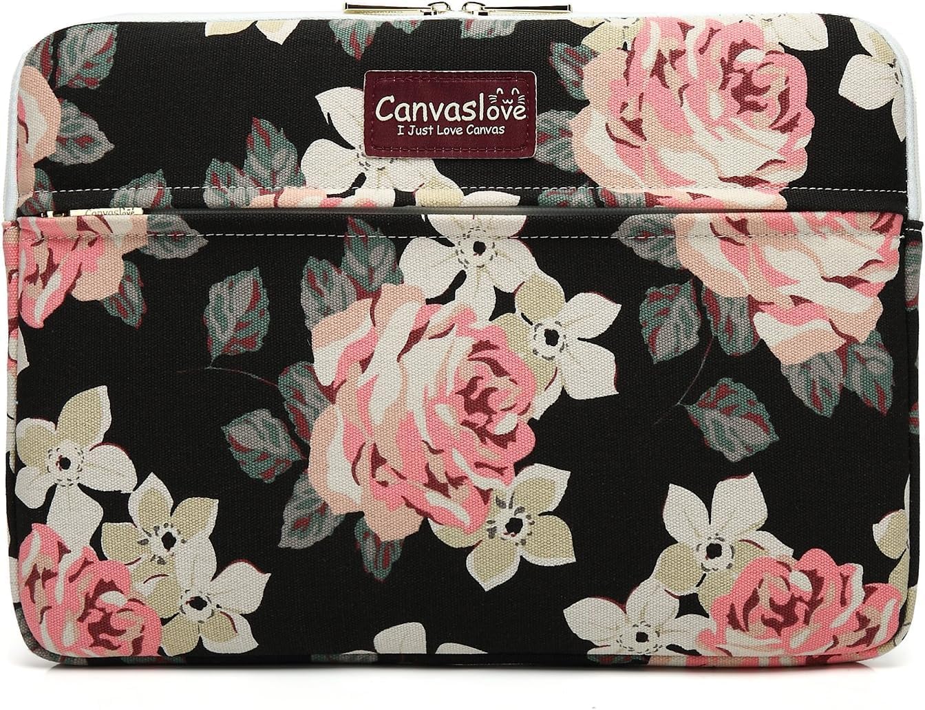 Canvaslove Laptop Sleeve Case Bag Cover with Pocket for MacBook Pro 16 and 16 inch HP Lenovo Dell ASUS Acer Notebook Computer (Pink Rose)