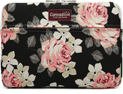 Canvaslove Laptop Sleeve Case Bag Cover with Pocket for MacBook Pro 16 and 16 inch HP Lenovo Dell ASUS Acer Notebook Computer (Pink Rose)