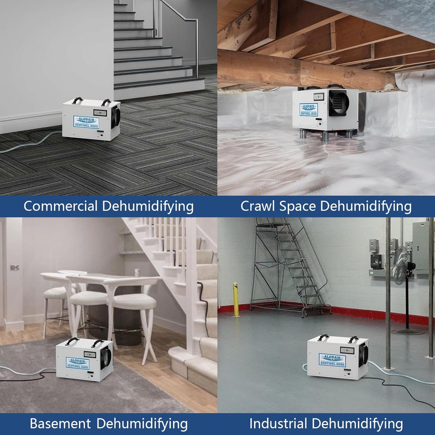 ALORAIR 120 Pints Commercial Dehumidifier for Crawl Spaces & Basements with Drain Hose, Compact Dehumidifiers for Home and Industry Water Damage, Auto Defrost, 5-Year Quality Coverage