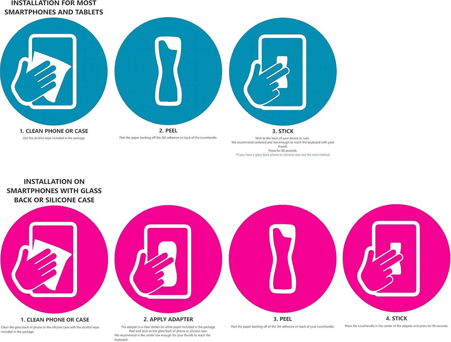 LOVEHANDLE Universal Phone Grip for Smartphones & Mini Tablets - Phone Holder for Hand - Wireless Charging Compatible - Made in The USA - Island Daydream