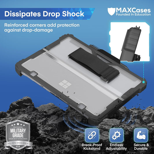 MAXCases Extreme Shell Microsoft Surface Pro 9/10/11 Case, 13" Black - Rugged, Custom-Fit Protective Cover for Microsoft Surface Pro Case with Stylus Holder - Shockproof & Durable Tablet Cover