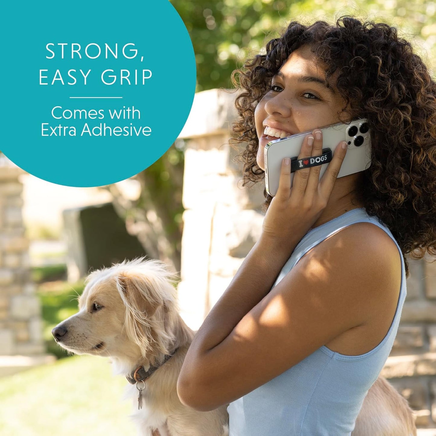 LOVEHANDLE Universal Phone Grip for Smartphones & Mini Tablets - Phone Holder for Hand - Wireless Charging Compatible - Made in The USA - Solid Black