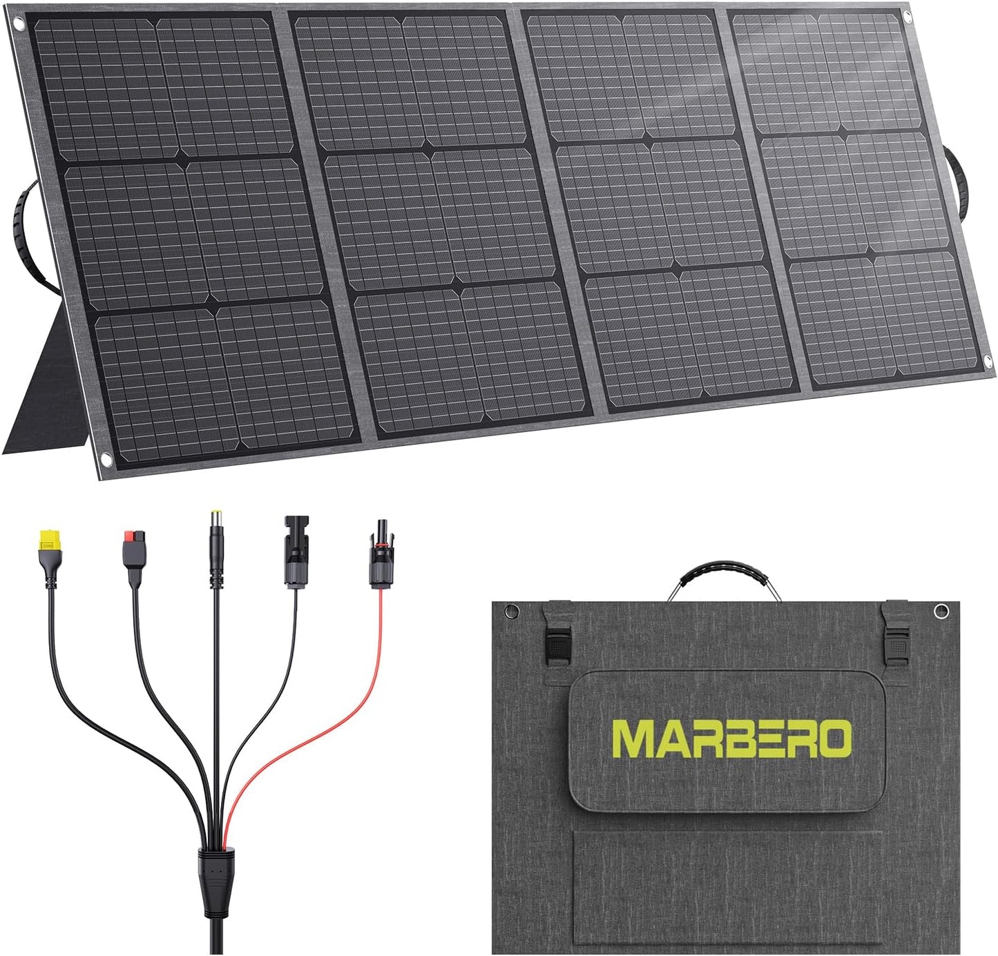 MARBERO 200W Portable Solar Panel for Power Station & DC Devices 200 Watt Foldable Solar Charger >23% High Efficiency IP68 Waterproof Compatible with Solar Generator for Camping RV Outdoor Cloudy