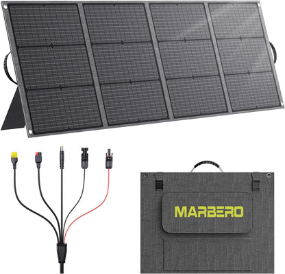 MARBERO 200W Portable Solar Panel for Power Station & DC Devices 200 Watt Foldable Solar Charger >23% High Efficiency IP68 Waterproof Compatible with Solar Generator for Camping RV Outdoor Cloudy
