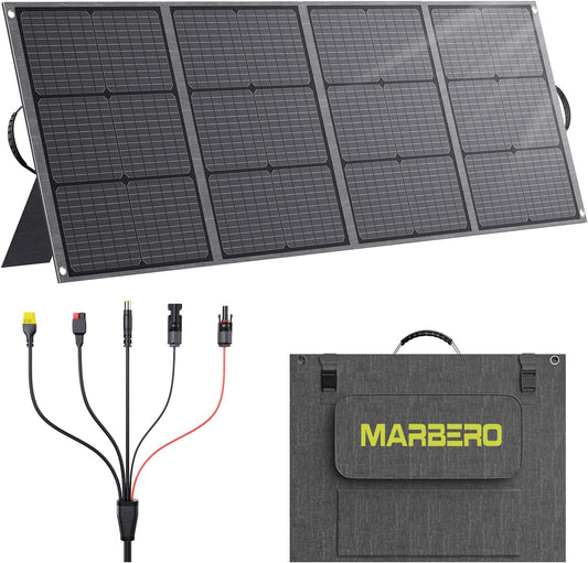 MARBERO 200W Portable Solar Panel for Power Station & DC Devices 200 Watt Foldable Solar Charger >23% High Efficiency IP68 Waterproof Compatible with Solar Generator for Camping RV Outdoor Cloudy