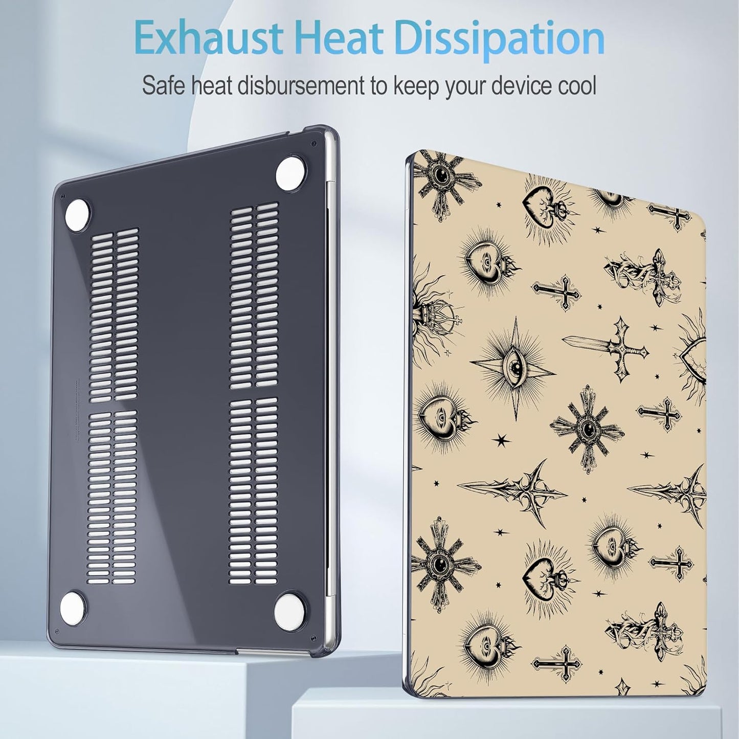 Mektron for 2025 M4 MacBook Air 13.6 Inch A3240 Case Fits 2023 A2681 M2 2024 A3113 M3 Chip with Liquid Retina Display Touch ID, Printed Plastic Hard Shell Cover for MacBook Air 13.6", Evil Eye