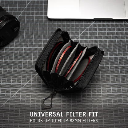 WANDRD Lens Filter Case - Store 4 Filters in Your Camera Backpack or Camera Case, Protect Photography Accessories from Scratches, Dust & Impact (Black)