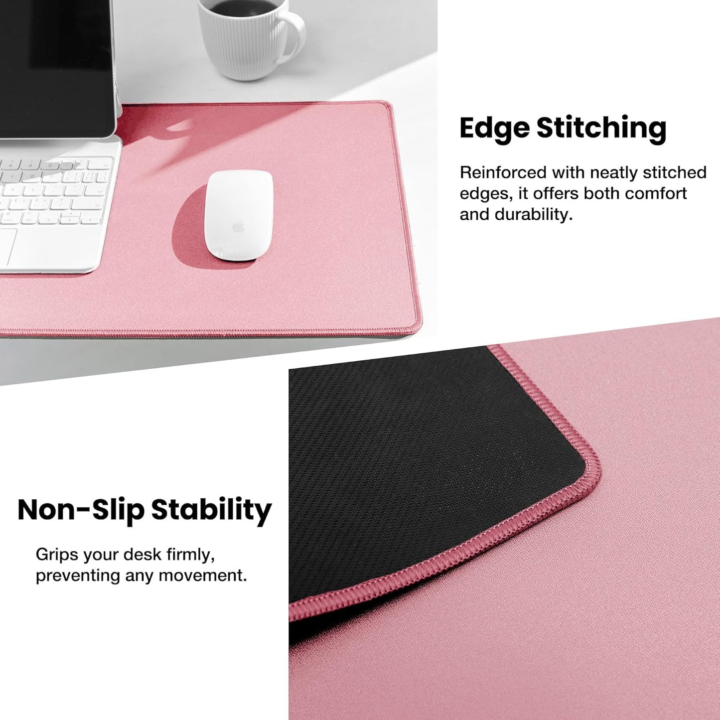 ALOANES Waterproof Mouse Pad with Durable Stitched Edge, XL Gaming Keyboard Pad, Non-Slip Rubber Base Mouse Mat, Extended Desk pad for Gamer, Office & Home, Dark Rose Mousepad 31.5''x 11.8''x 0.12''