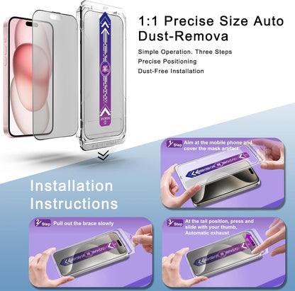 2 Pack Matte Screen Protector for iPhone 16 and 14 Pro 6.1-Inch Auto Dust Removal, No Bubbles, Tempered Glass Film, Easy Installation